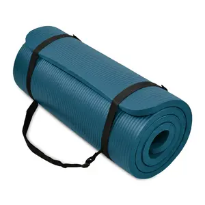 BalanceFrom Yoga Mat, 1" Extra Thick Exercise Pilates Workout Mat, Navy Blue