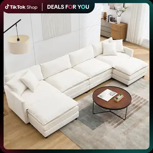 【3 Packages Shipping】143 inch  Modern U-Shape Sectional Sofa, Chenille Fabric ModulaCouch,4 Seat Oversized Sofa with Chaise forLiving Room