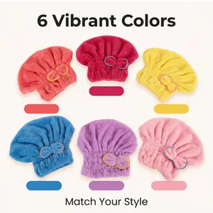 3PC Microfiber Hair Towel Caps Extreme Soft Ultra Absorbent Fast Drying Fleece Turban Wrap for Wet Hair Women 6 Vibrant Colors Coral Fleece Elastic Fit Shower Home Essentials