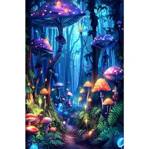 1PCS Enchanted Forest Diamond Painting Kit Glowing Mushroom Tree DIY Craft for Home Wall Decor Adults Ki