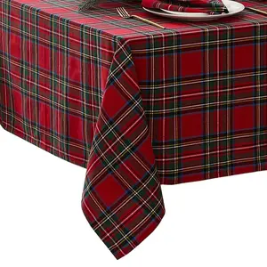 Stowe Tartan Holiday Plaid Tablecloth - Red - 60x120 - Elrene Home Fashions
