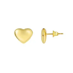 Stately Steel Stainless Steel Puffed Heart Stud Earrings