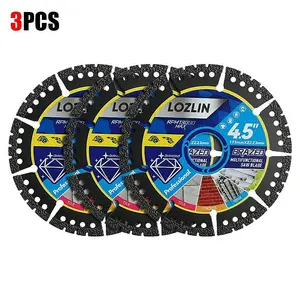 LOZLIN 4.5" 1PCS/3PCS Multi-Material Cutting Blades - Dry Cut Metal,  Tile, Stone & Plastic - Angle Grinder Saw Blades for Cast Iron & Marble (115mm) Tool Accessories
