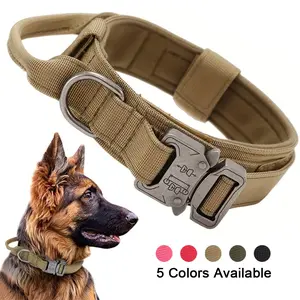 Tactical Dog Collar for Medium and Large Dogs, High-Strength Nylon Training Collar with Metal Buckles, Suitable for German Shepherds and Labradors, Multiple Colors Available
