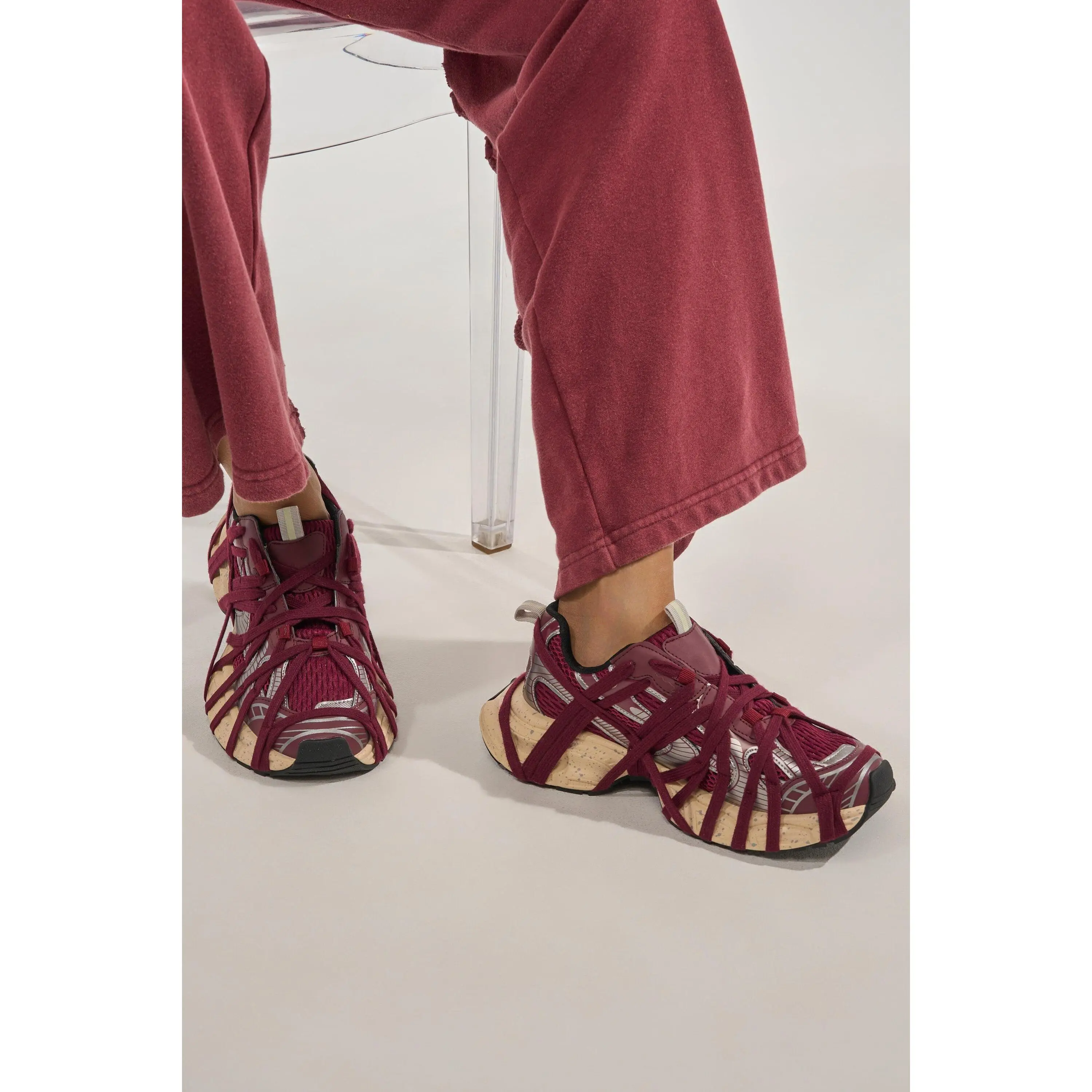AZALEA WANG SELIE BURGUNDY LACE UP SNEAKER