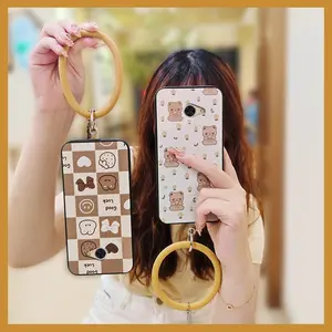 Dirt-resistant Waterproof Phone Case For Kyocera KYV47/BASIO4 WiMAX 2+ Personality Cute Youth heat dissipation Cartoon Creative Ring Back Cover Solid Color Bracelet Protective