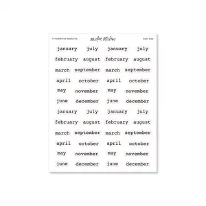 Typewriter Months - Gold Junk Journal Sticker Sheet