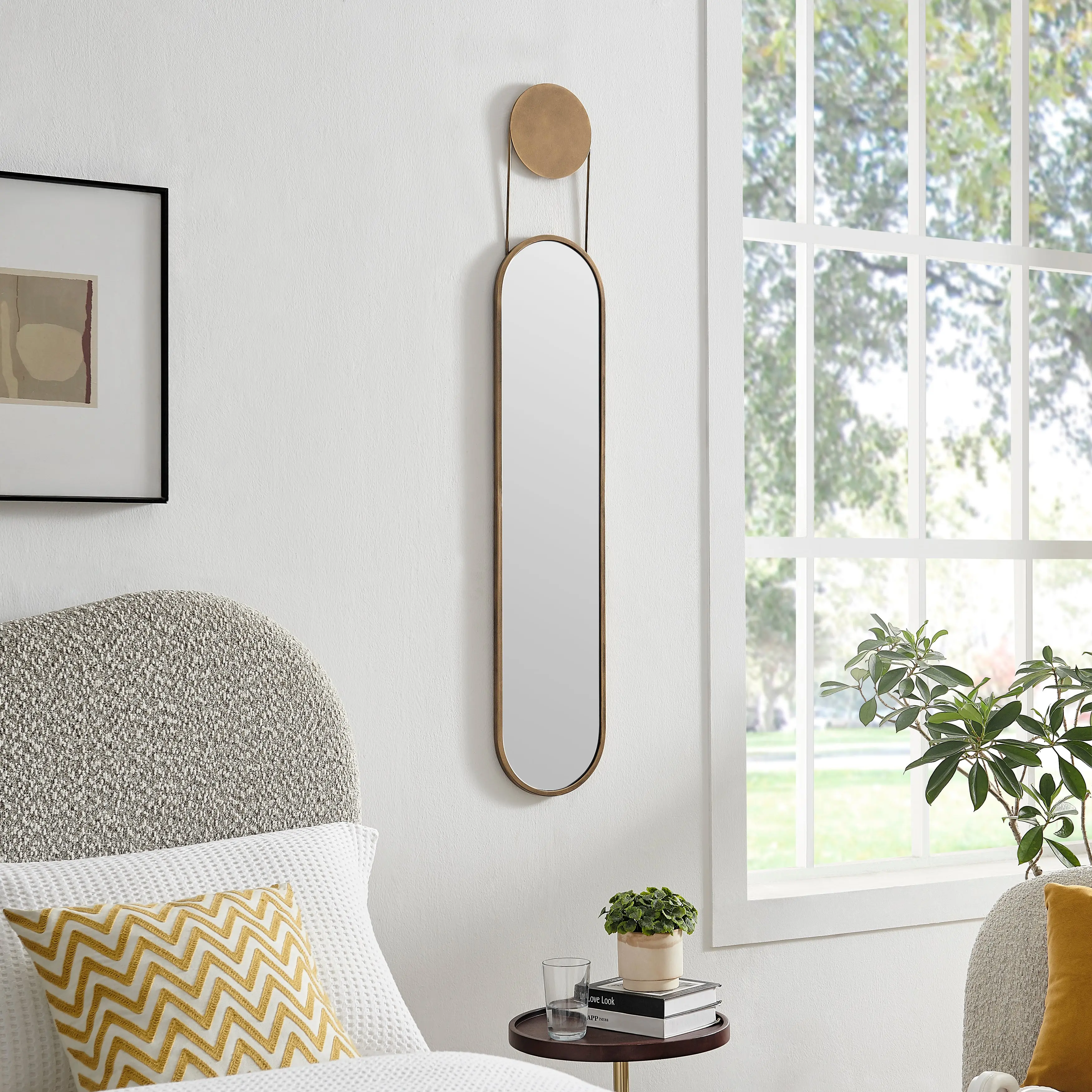 Antique Brass Oval Wall Mirror