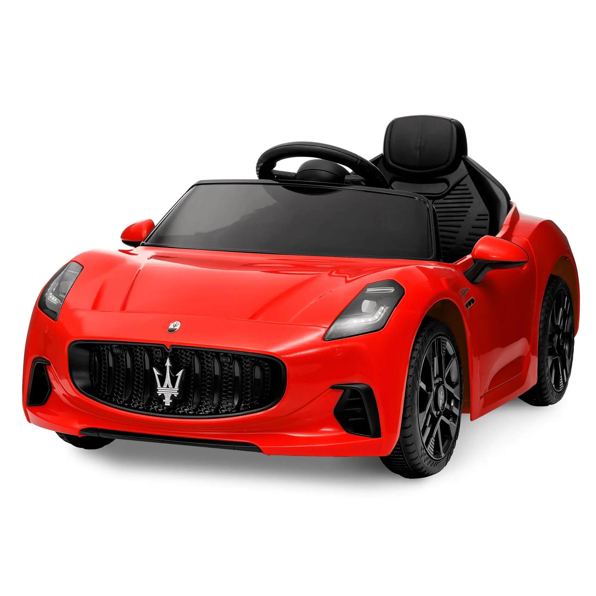 GARVEE 12V Battery-Powered Electric Sports Ride-On Toy Car with Ride on Wheels, Single Seater for Ages 3-8, Parental RC, Bluetooth Audio, LED Lights, Music, Double Doors (Red)