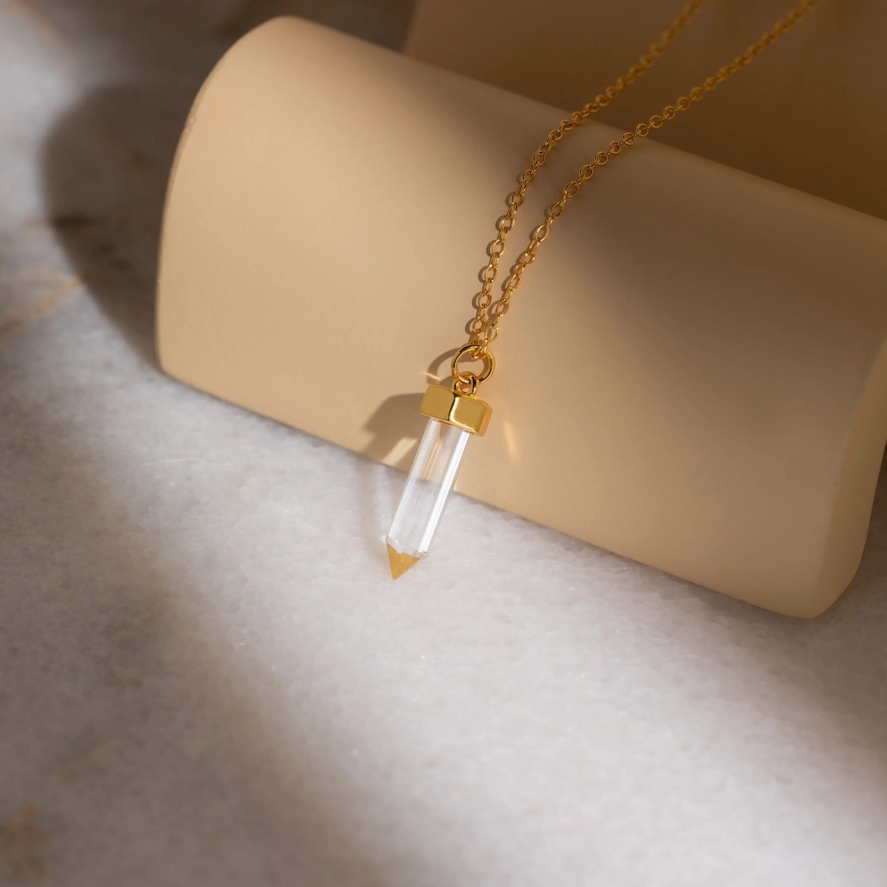 Clear Quartz Necklace by Caitlyn Minimalist