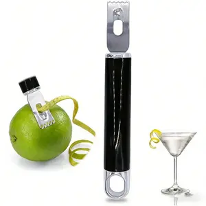 1pc 2-in-1 Grooved Lemon Peeler Cocktail Garnish Tool