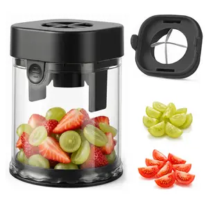 Grape Cutter for Toddlers, Cherry Tomato Slicer and Strawberry Chopper, Quarter Fruit Slicer Tool with Catch Container, Easy to Clean Kitchen Gadget for Salad Preparation