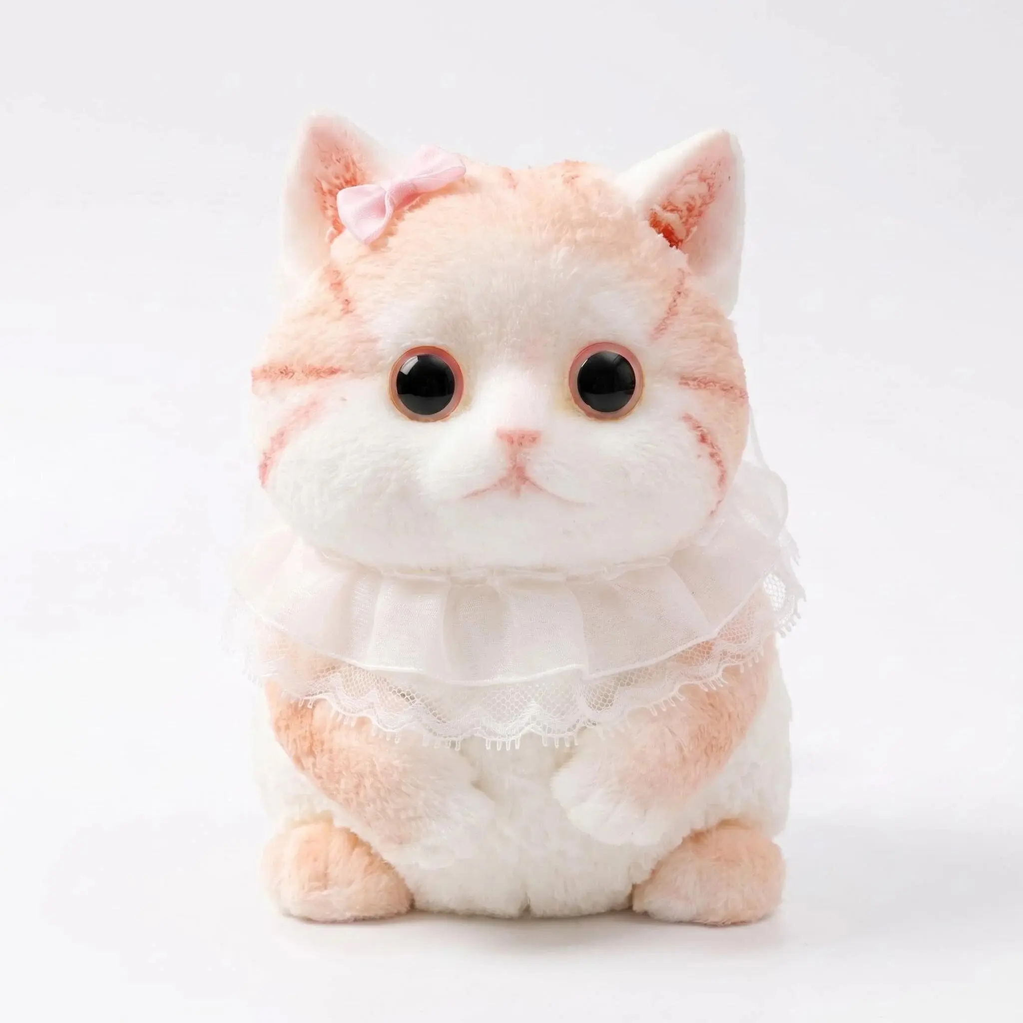 Cute Lace Pink Cat Squishy Toy with Bow, Soft Slow Rebound Stress Relief Fidget Toy, Kawaii Kitty Squeeze Toy for Anxiety Relief, Desk Decor, Cat Lover Gift for Girls & Adults