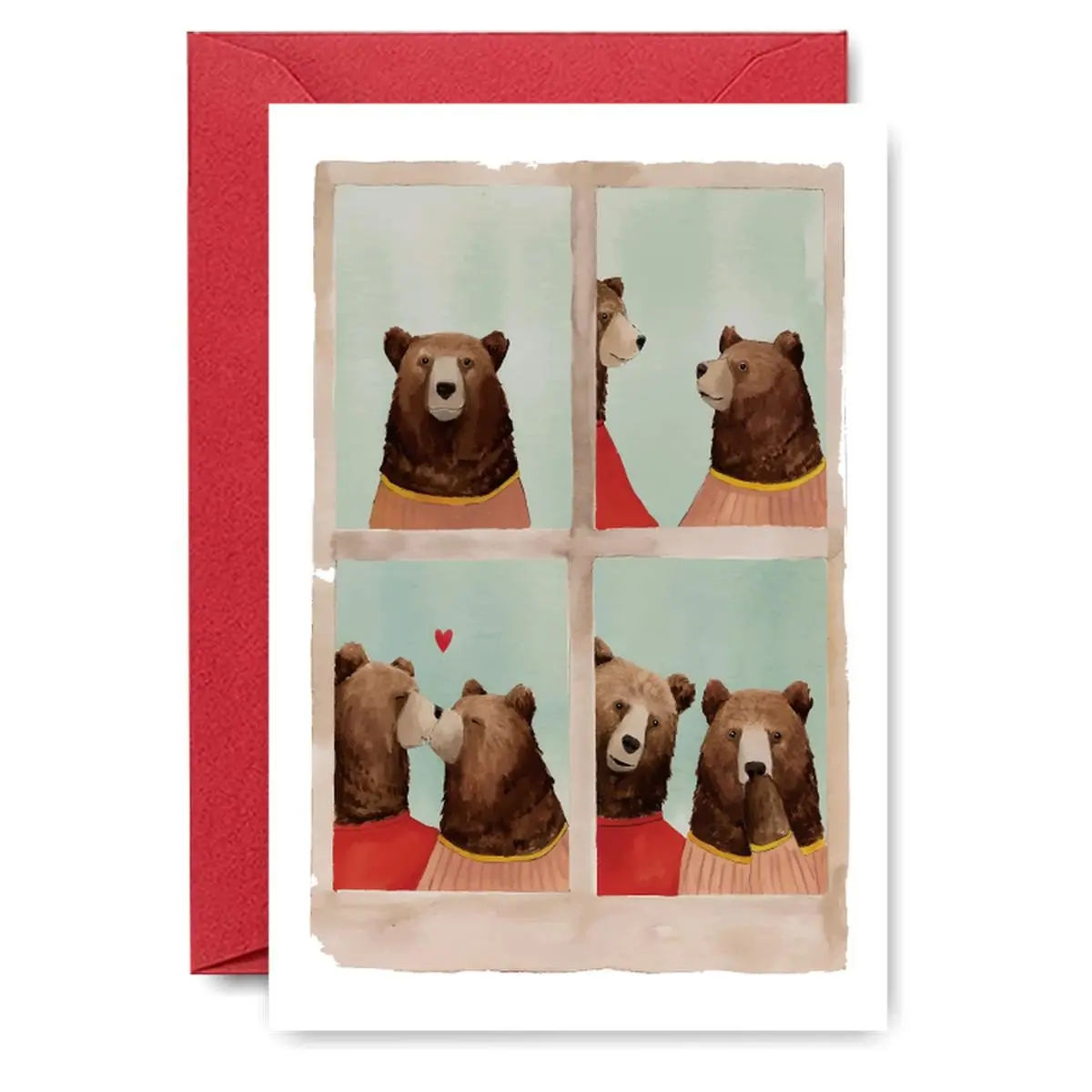 1PC Cute Anniversary Card with Bear Love Story Design, For Romantic Partners, Perfect for Valentine's Season Wishes