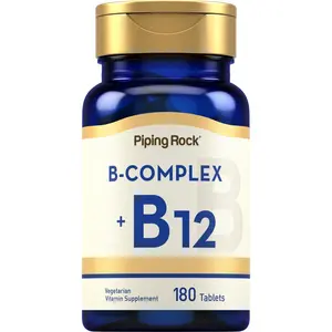 Piping Rock Vitamin B Complex | 180 Tablets | With B12 | Vegetarian, Non-GMO, Soy Free Supplement