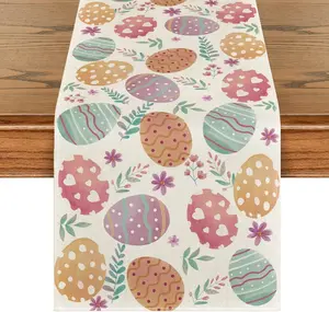 Watercolour Easter Eggs Table Runner, Seasonal Spring Kitchen Dining Table Decoration for Home Party Decor 13x72 Inch