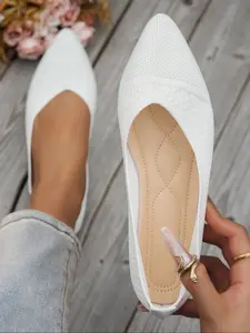 Women's Ballet Flats, Pointed Toe Knit Slip-On Walking Flats, Soft Sole Flats, Formal Shoes for Women, Comfortable, Soft, Stylish and Rubber Footwear