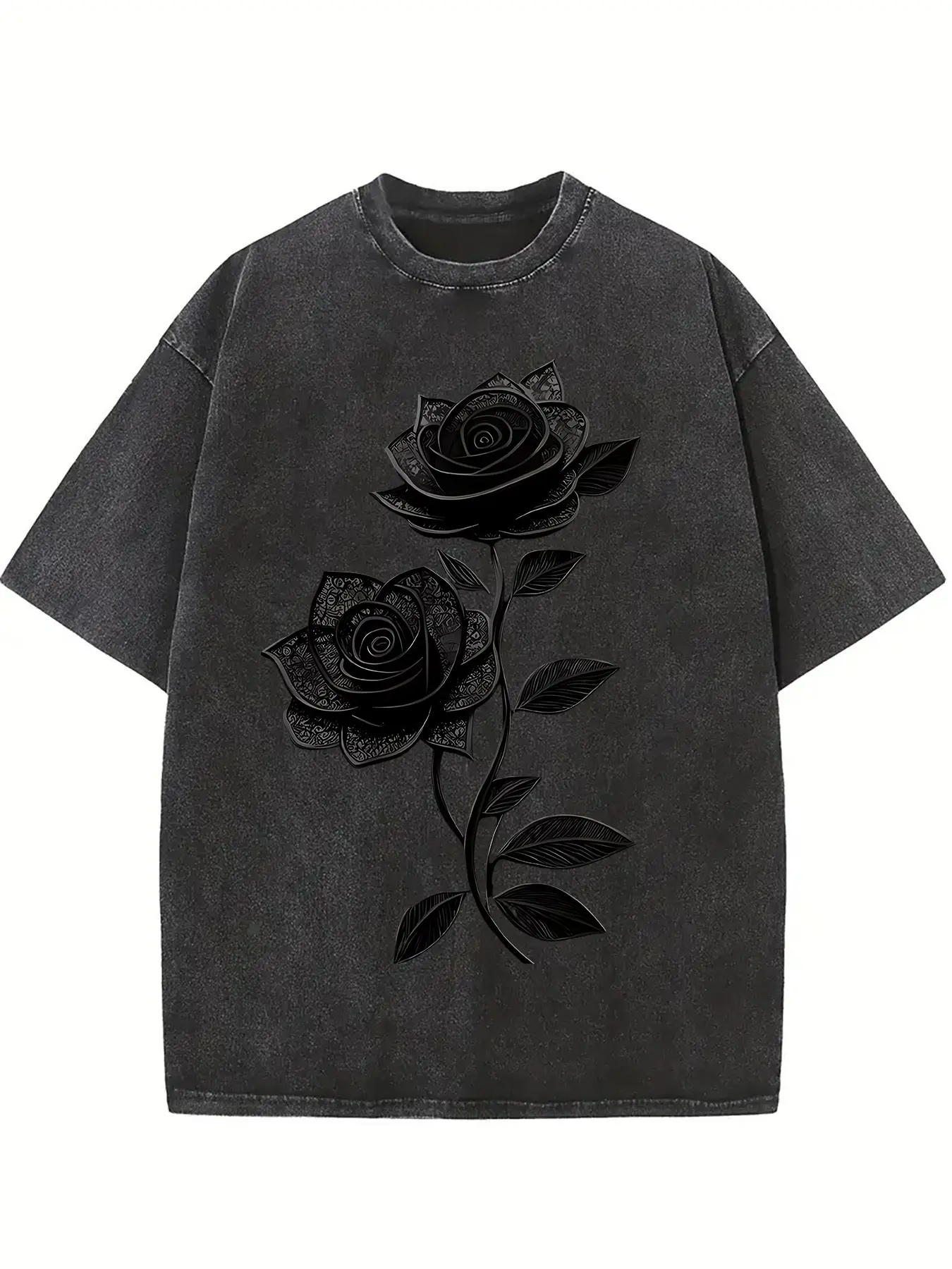 Men's Oversized Vintage T Shirts, Casual Grey Graphic Tee with Geometric Pattern, Heavyweight Distressed Cotton Streetwear Clothes, Fabric, Round Neck, Men's T Shirts