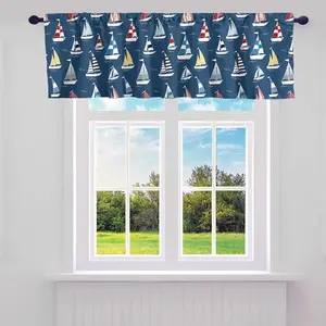 Sailboat Valance Curtains,Nautical Ocean Theme Curtain Valances,Marine Sea Adventure Curtain Valances,1 Panel 52"Lx12"W,Navy Blue