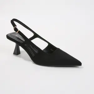 Cleopatra Suede Cutout Slingback Kitten Heels