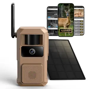4G LTE Solar Powered Game Camera HC73S– 48MP Ultra-HD Image 2K Live Video, WiFi Not Supported, Remote APP Controlled, WaterProof, Motion Activated, Night Vision (Data refill is required for Unlimited 4G data usage) Outdoor