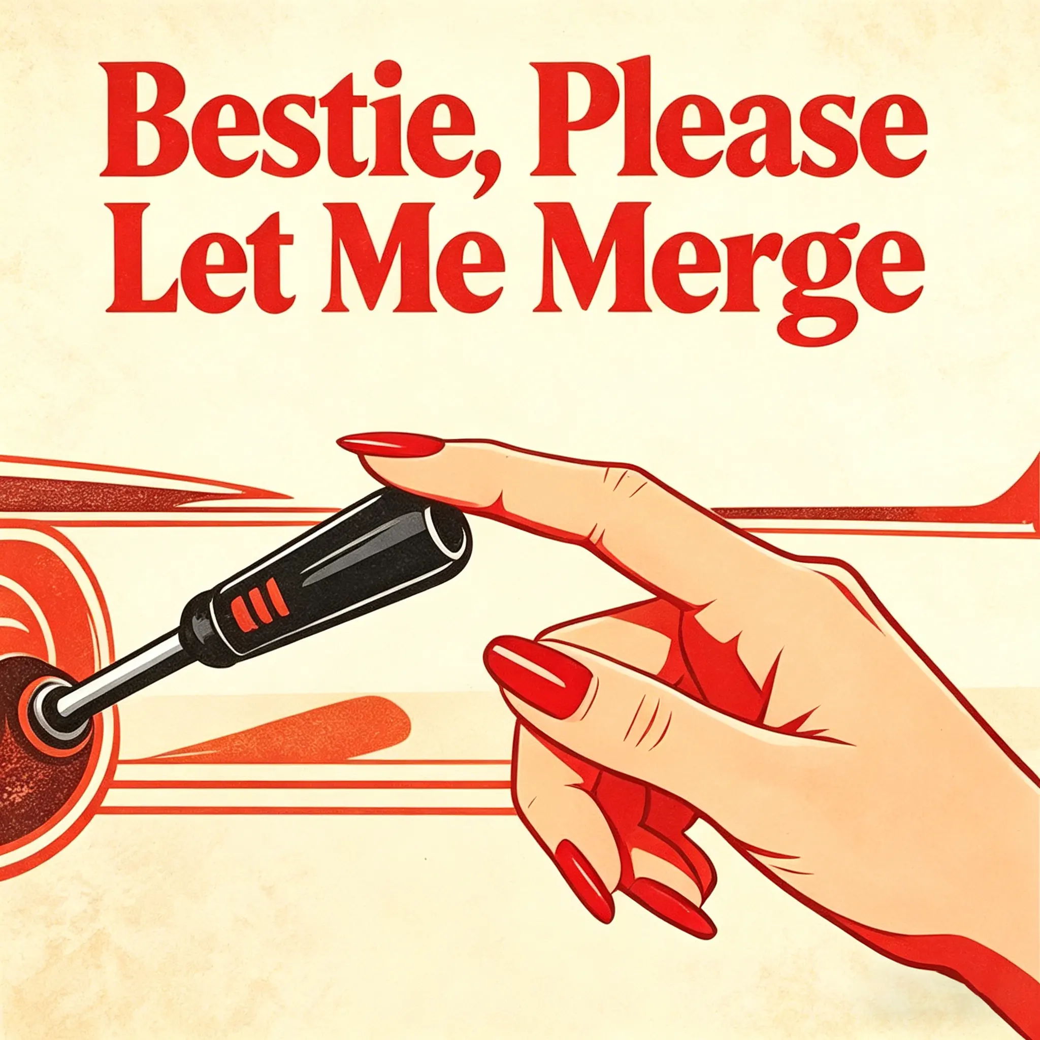 Funny "Bestie, Please Let Me Merge" Retro Comedy Vinyl Car Sticker - UV Resistant, Weatherproof, Flexible Magnet, Removable, No Residue Automotive Decal for Rush Hour Use, All Seasons