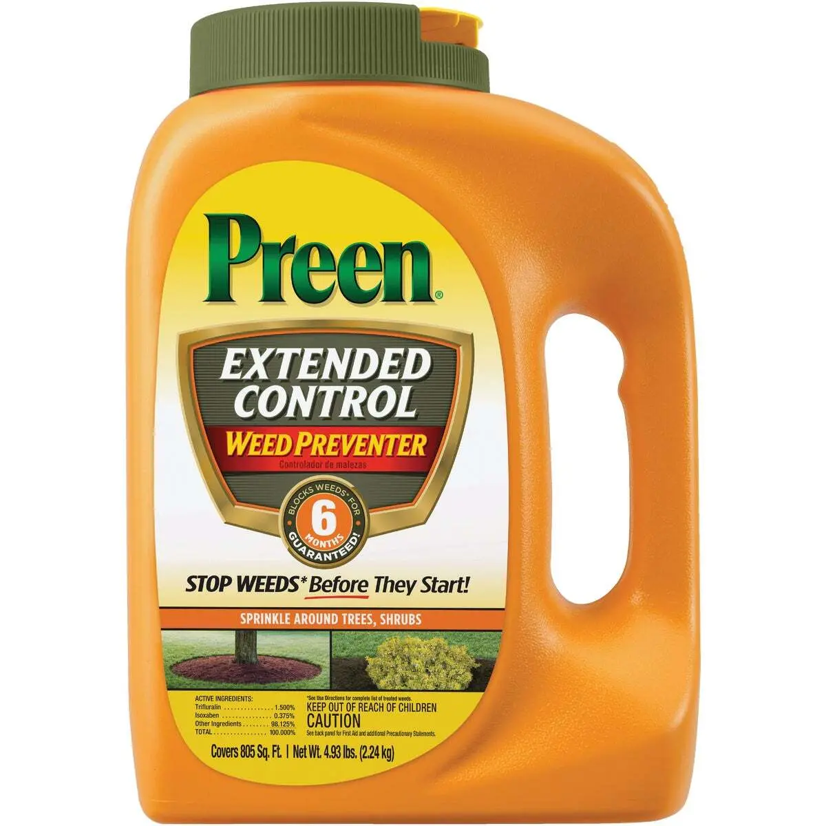 4.93 lb Extended Control Weed Preventer Granules, Prevents Weeds for Up to 6 Months, Covers Up to 805 Sq. Ft., Pre-Emergent Garden Weed Barrier