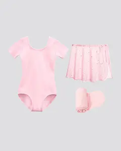 Girls Ballet Leotard Starter Kit (Short Sleeves Leotard & Chiffon Skirt & Tights)
