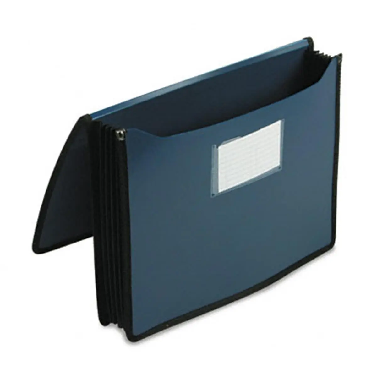 Smead 71503 Premium Poly Letter Men's Expandable Wallet - 5 in Expansion, Document Storage, Elastic Cord Closure, Flap, Heavy Embossed Cover, Navy Blue