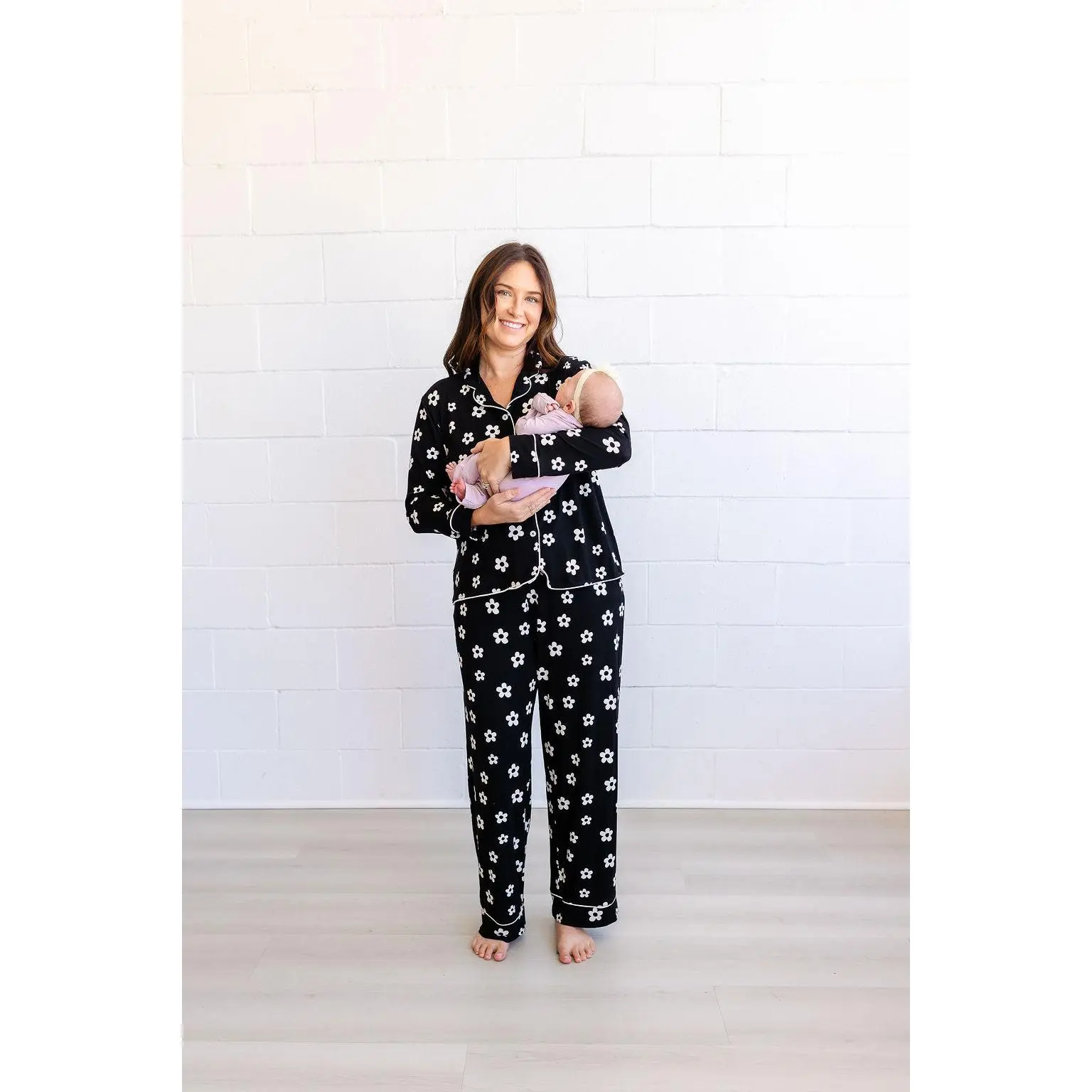 Long Pajama Set for Postpartum Women | Postpartum Essentials - Nursing Friendly | Bamboo Fabric | Flower Power Pajamas for New Moms - seesee