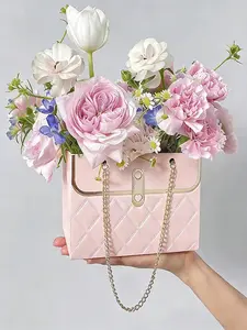 8 Piece Floral Handheld Gift Bags, Colorful Bouquet Wrapping Bags With Handle, Elegant Floral Pattern Thickened Paper Bag, Portable Lightweight Design, Perfect For Flower Bouquet, Flower Box, Wedding Birthday Party Holiday Florist Gift Packaging