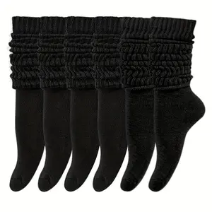 6 Pairs Women Slouch Socks Soft Knee High Scrunch Slouchy Socks Knit Tube Extra Long Socks for Women