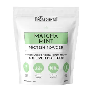 Just Ingredients Matcha Mint Protein Powder - 30 Servings with 100% Grass-Fed Whey & Organic Plant Proteins – Real Food Ingredients – Supports Muscle Recovery, Energy*