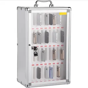36-Slot Cell Phone Storage Cabinet In Silver Aluminum Alloy, Portable Handle, Key Lock, Handwritten Tags, Wall-Mounted Locker Box For Classroom, Office, Gym, Break Room, Reception Areas And Public Spaces