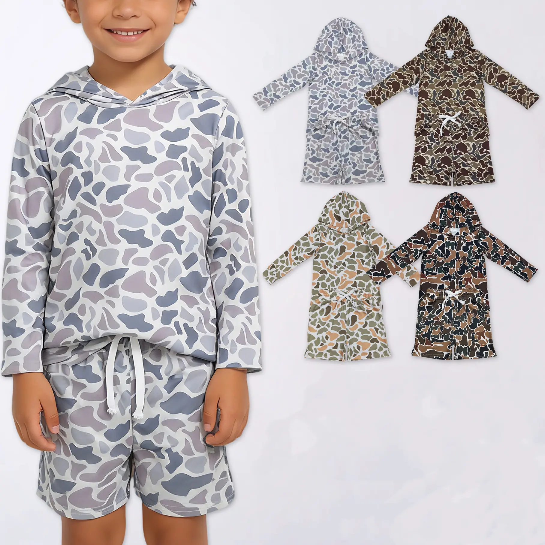 Boys' Toddler Camouflage Set, Camo Pullover Hoodie Outfit for Kids' Casual Wear