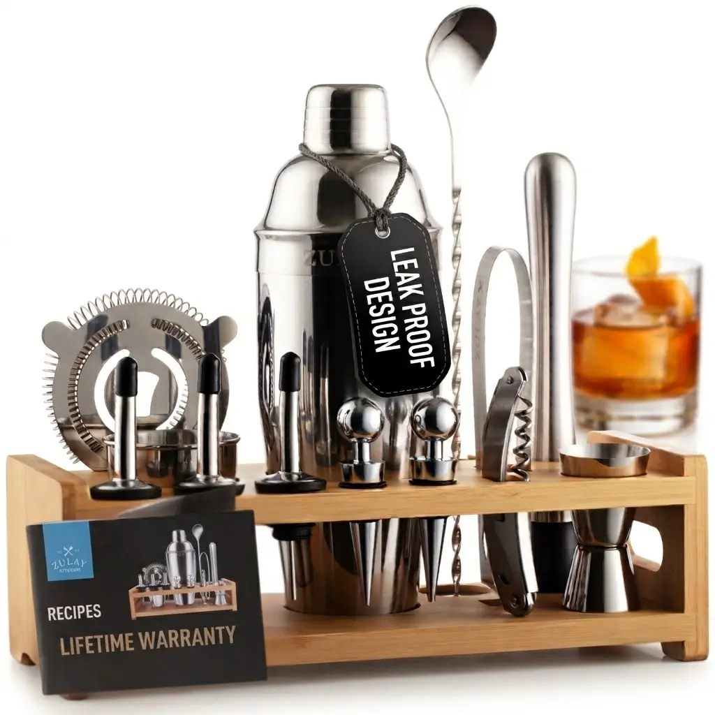 24-Piece Bar Set - Complete Cocktail Shaker and Bartender Kit with Tools 24-Piece Bar Set - Complete Cocktail Shaker and Bartender Kit with Tools