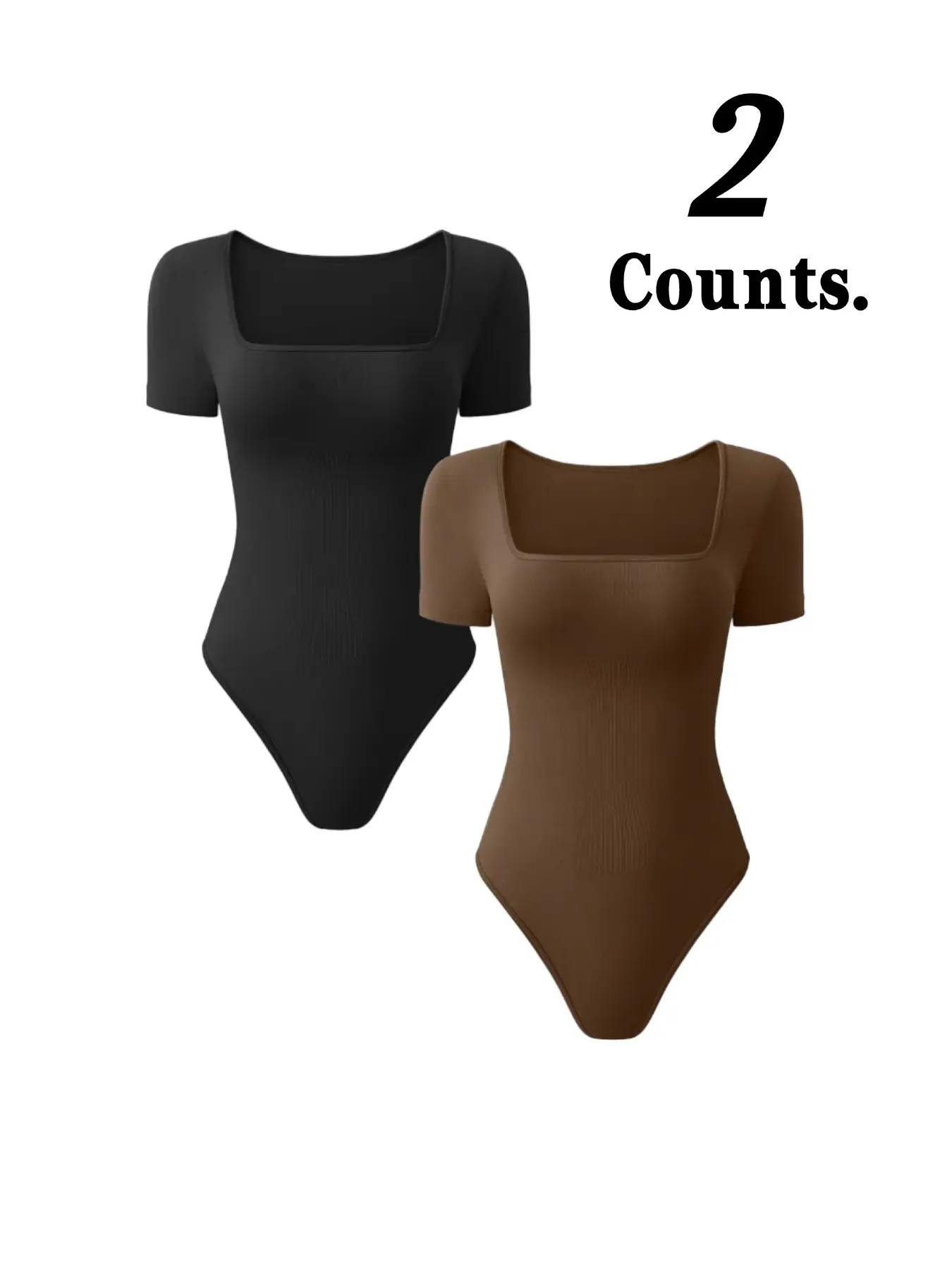 Women's Square Neck Short Sleeve Soft Knit Bodysuit, Seamless Waist Cinch Slim Fit Inner Top, Basic Hot Girl Underwear T-Shirt, Soft Stretch Bodysuit