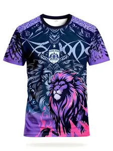 Men's England Lion Football Shirt T-Shirt, Breathable Round Neck Short Sleeve, Ideal for Match, Training, Fan Gift, Daily Wear, Casual Sporty Top, Sports Top, Sports Tees