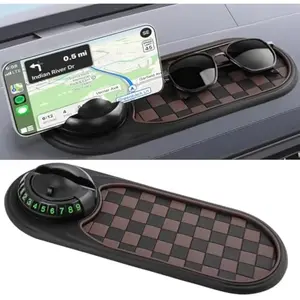Car Phone Holder with Anti-slip Pad,Multifunction Car Anti-Slip Mat,Rotating Car Mobile Phone Holder with Temporary Parking Number Pad for Phones,Makes You Enjoy your Each Driving Travel, Car Accessory