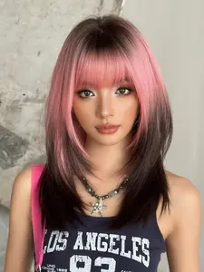 Women's Shoulder-Length Straight Wig, Medium Length Synthetic Fiber Hairpiece for Daily Wear & Special Occasions, Synthetic Material Wigs