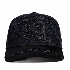 LA CALIFORNIA TOTAL BLACK WHIT CRYSTALS SNAPBACK HAT