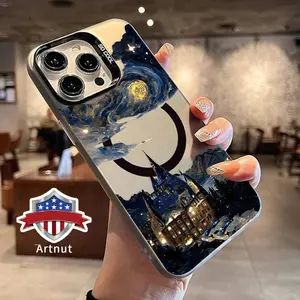Magical Night Pattern Magnetic Phone Case for iPhone 15 16 14 Pro Max 13 12 11 XR XS Plus Shockproof Non Slip Military-Grade Protection slim Cover Cellphone Protective Smartphone Casing
