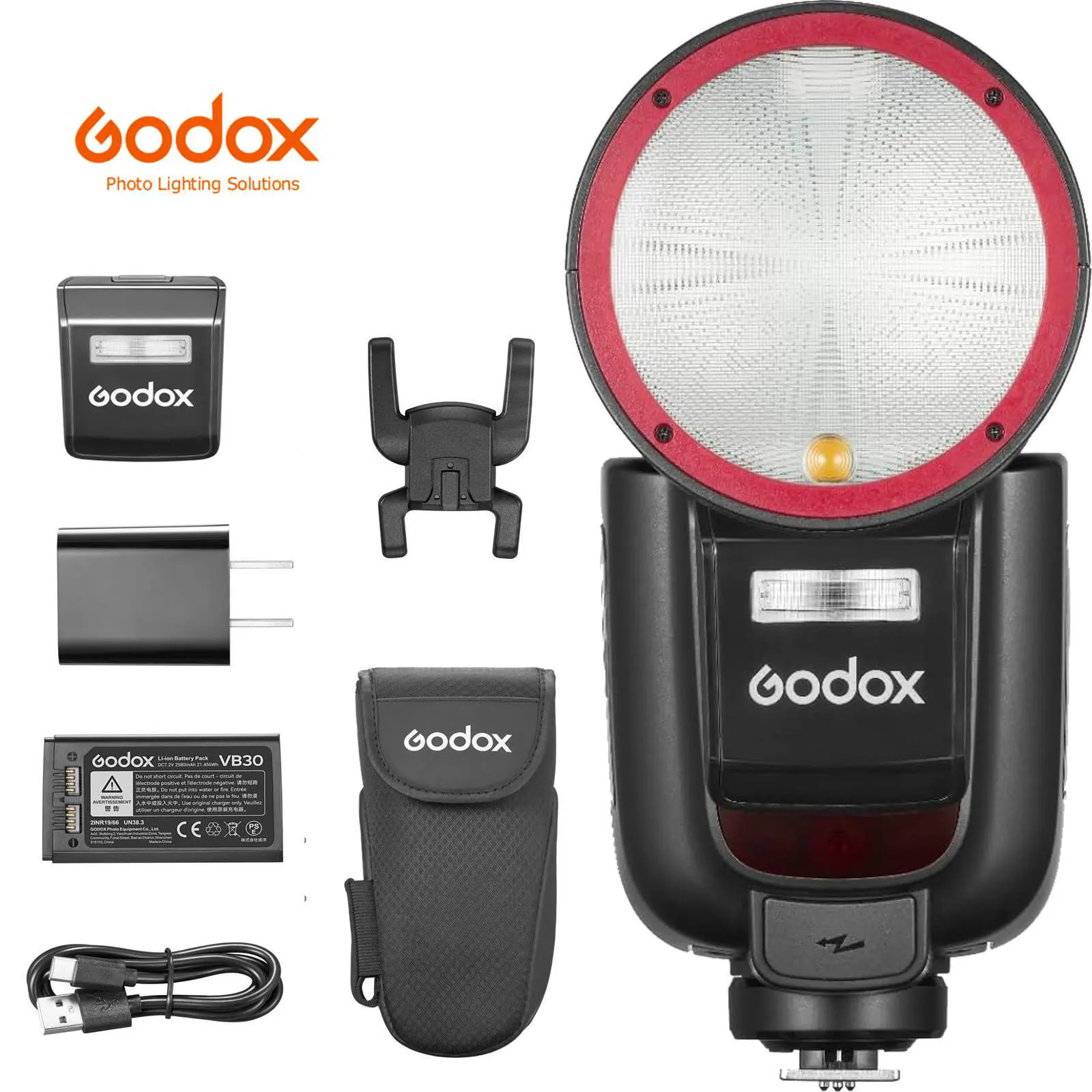 Godox V1 Pro S USA Version Flash Light for Sony, 76Ws 2.4G TTL 1/8000 HSS Speedlite, 500 Full Power Flashes, 1.3s Recycle Time, 2980mAh Li-ion Battery, LED Modeling Lamp, Camera Accessories, Flash Lights