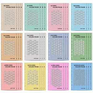 6 Hole Budget Tracker, 48pcs/set Money Saving Challenge Tracker, Budget Planner Insert for Budget & Monthly Financial Planning, Savings Challenge Planner