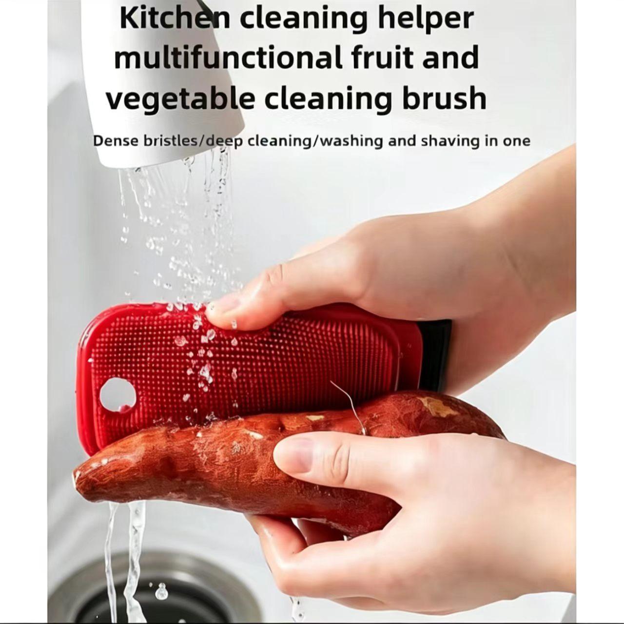 Food-Safe Silicone Vegetable Brush, Multi-Use Kitchen Produce Cleaning Tool