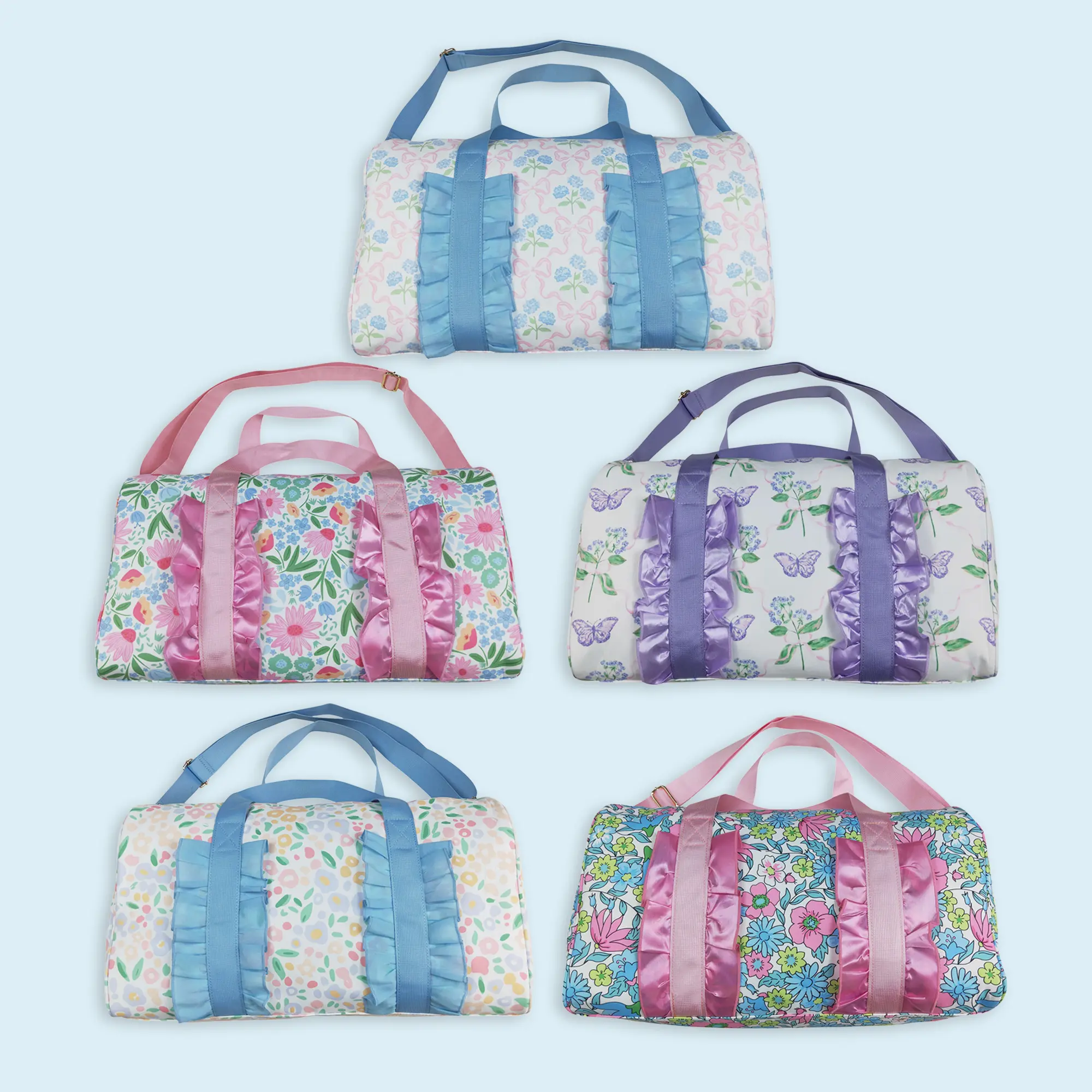 Blue floral duffle bags women weekend travel bags