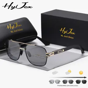 HyJex Unisex Luxurious Retro Full-Rim Polarized Sunglasses , Premium Square Frame Sunglasses for Outdoor Activities