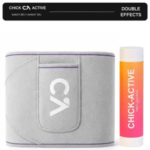 CHICK-ACTIVE Workout Gel + Gray Premium Silver Ion Sauna Belt with Phone Pocket
