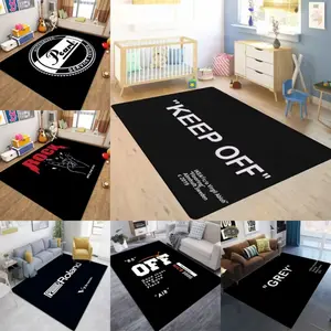 "KEEP OFF" Minimalist Slogan Flannel Area Rug - Oversized Soft Plush Mat for Living Room & Bedroom, Non-Slip Thick Streetwear Pattern Home Decor for Modern Enthusiasts Home Decor Rugs #KeepOffRug #SloganCarpet #ModernHomeDecor #FlannelMat #NonSlipRug