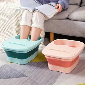 Foldable Foot Bath Bucket - Portable Covered Foot Basin, Ergonomic Design, Suitable for Travel and Home Use, Durable Plastic Material (Pink Blue), Comfortable Foot Care, Modern Style, Easy to Clean Material, Collapsible Foot Bath